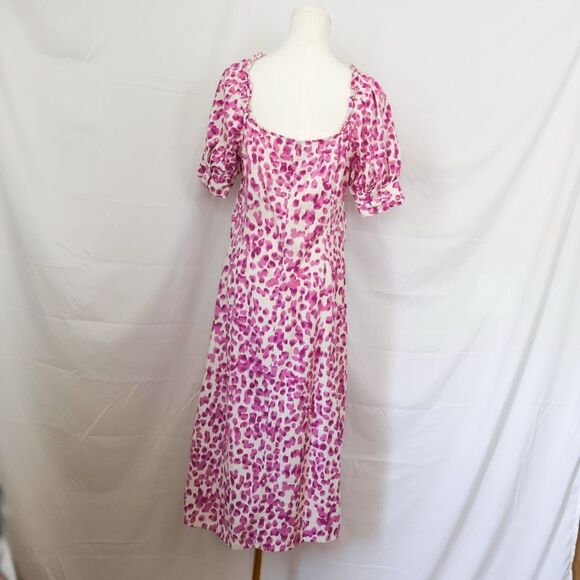 Who What Wear Button Front Linen Blend Puff Sleeve Midi Dress - Small - Picture 5 of 8